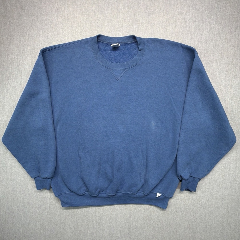 Vintage Russell Athletic Sweatshirt Men's XXL Blue Blank Crewneck 90s